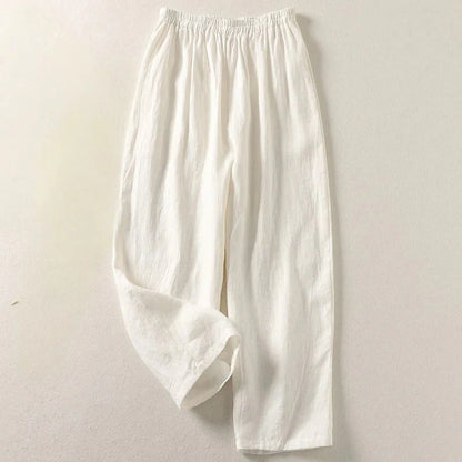 PANTALONI FLUIDI IN COTONE E LINO