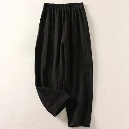 PANTALONI FLUIDI IN COTONE E LINO